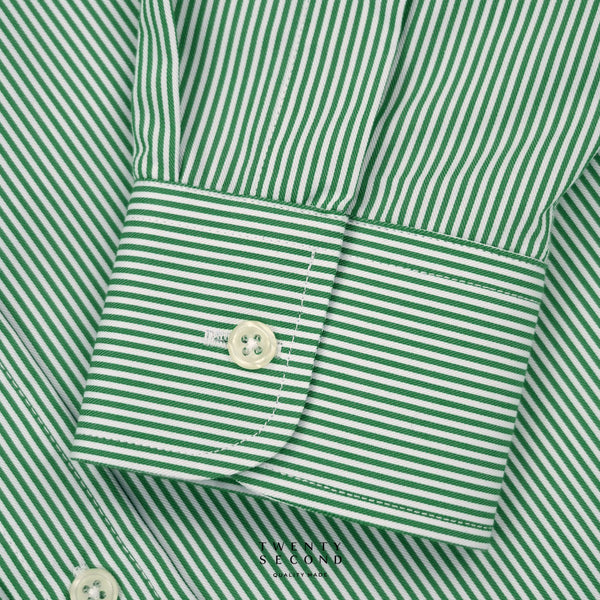 WRINKLE FREE “OFF DUTY” SHIRT - STRIPE GREEN (Regular Fit)