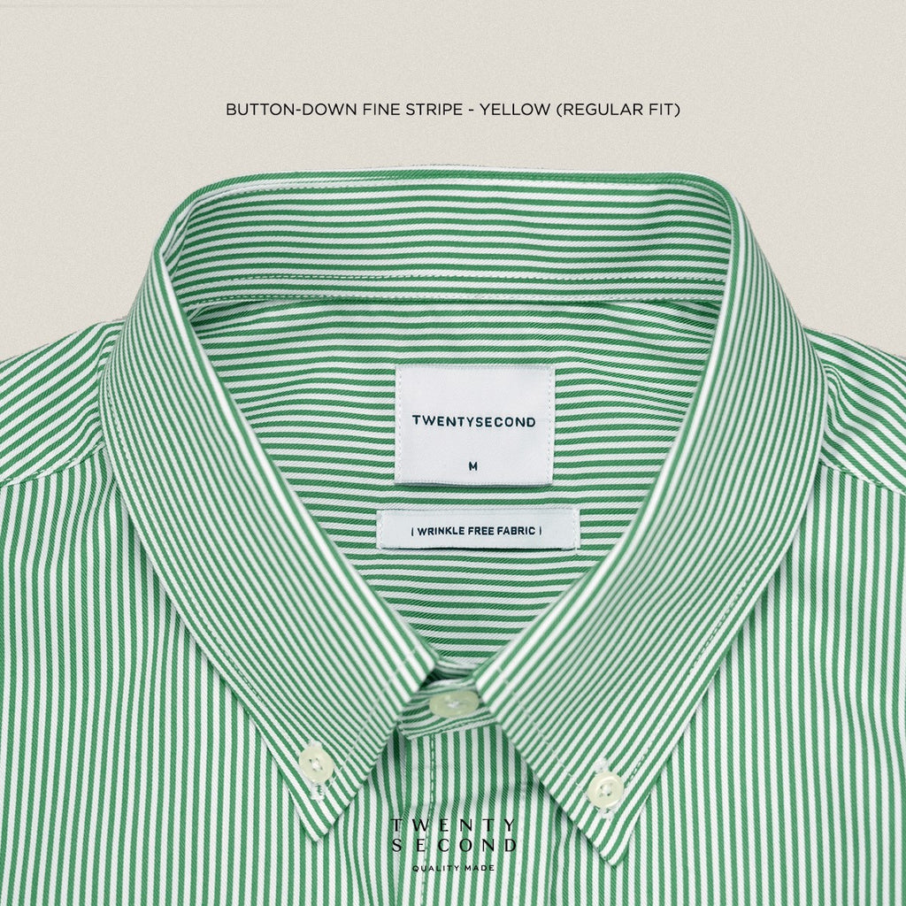 WRINKLE FREE “OFF DUTY” SHIRT - STRIPE GREEN (Regular Fit)