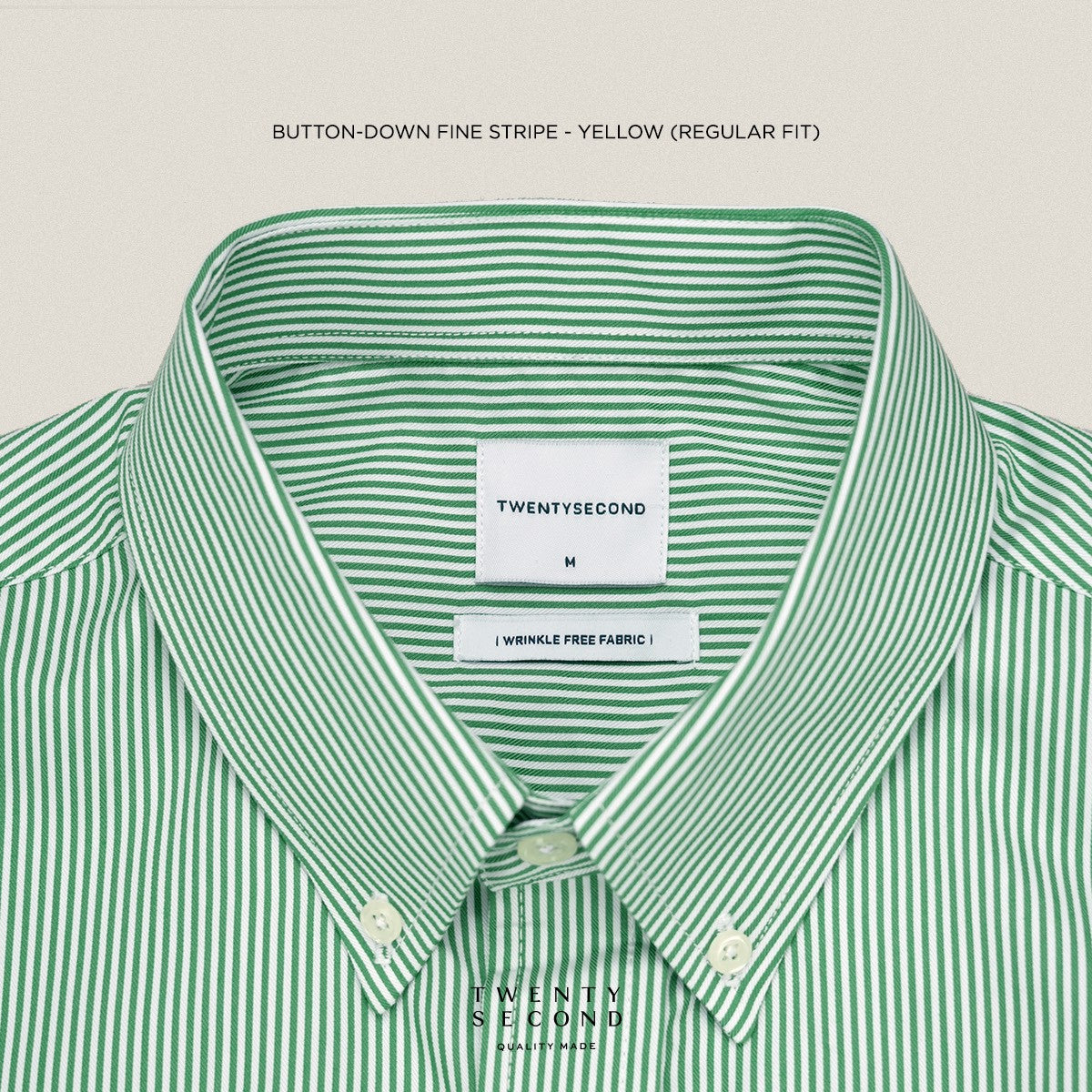 WRINKLE FREE “OFF DUTY” SHIRT - STRIPE GREEN (Regular Fit)