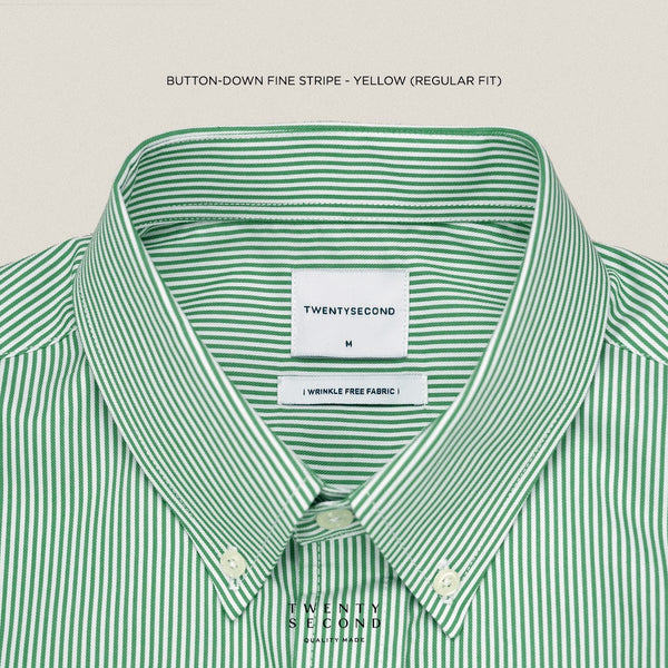 WRINKLE FREE “OFF DUTY” SHIRT - STRIPE GREEN (Regular Fit)