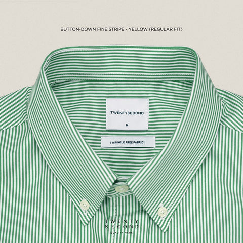 WRINKLE FREE “OFF DUTY” SHIRT - STRIPE GREEN (Regular Fit)