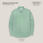 WRINKLE FREE “OFF DUTY” SHIRT - STRIPE GREEN (Regular Fit)