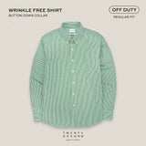WRINKLE FREE “OFF DUTY” SHIRT - STRIPE GREEN (Regular Fit)