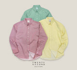 WRINKLE FREE “OFF DUTY” SHIRT - STRIPE GREEN (Regular Fit)