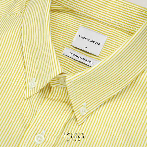 WRINKLE FREE “OFF DUTY” SHIRT - STRIPE YELLOW (Regular Fit)