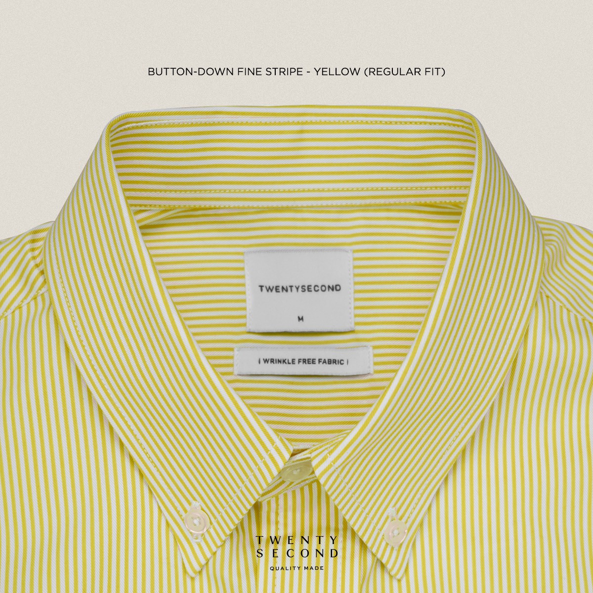 WRINKLE FREE “OFF DUTY” SHIRT - STRIPE YELLOW (Regular Fit)