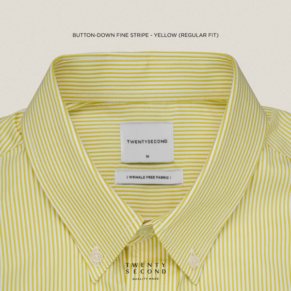 WRINKLE FREE “OFF DUTY” SHIRT - STRIPE YELLOW (Regular Fit)