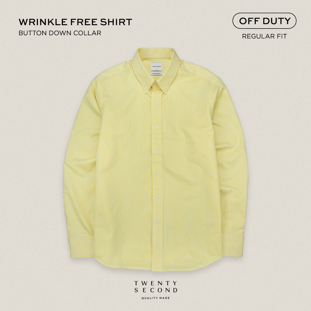WRINKLE FREE “OFF DUTY” SHIRT - STRIPE YELLOW (Regular Fit)