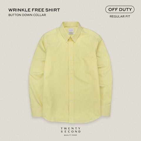 WRINKLE FREE “OFF DUTY” SHIRT - STRIPE YELLOW (Regular Fit)