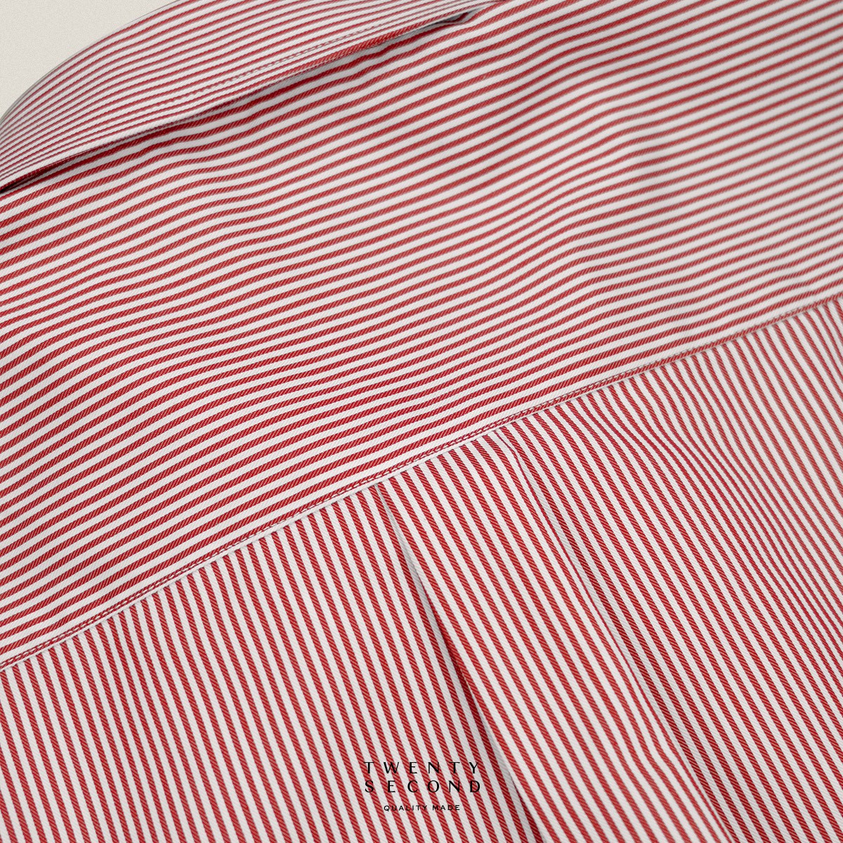 WRINKLE FREE “OFF DUTY” SHIRT - STRIPE RED (Regular Fit)