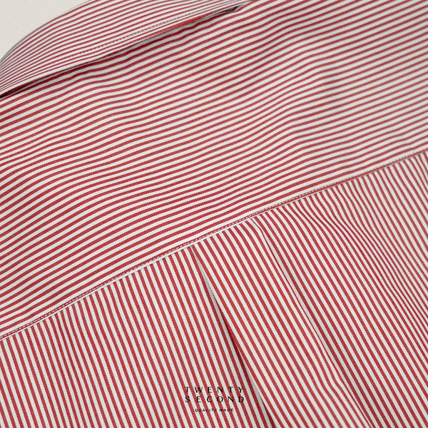 WRINKLE FREE “OFF DUTY” SHIRT - STRIPE RED (Regular Fit)