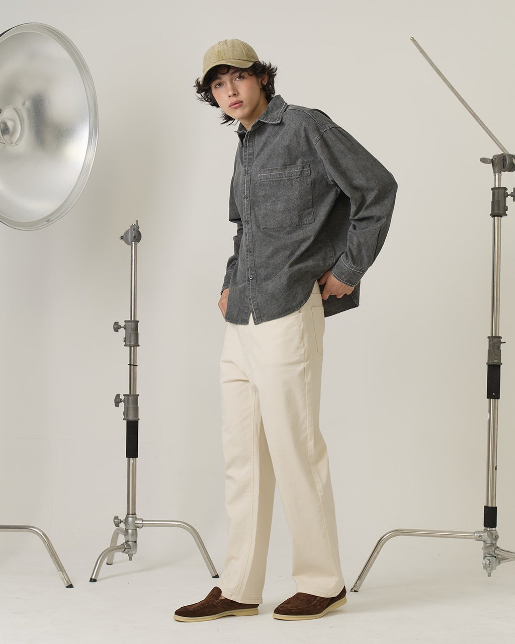 DENIM WASHED SHIRT - BLACK