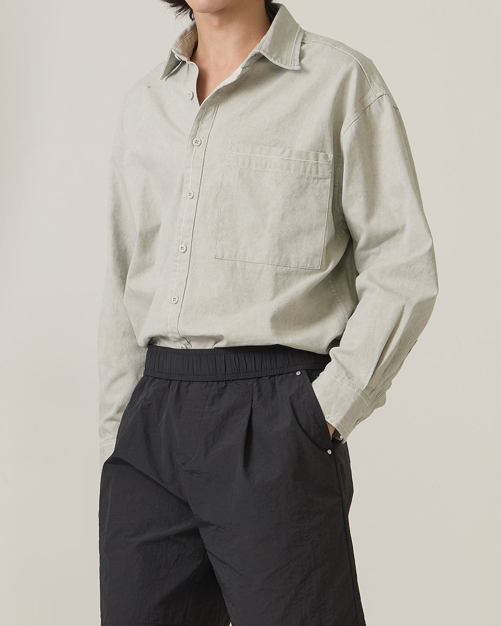 DENIM WASHED SHIRT - GREY