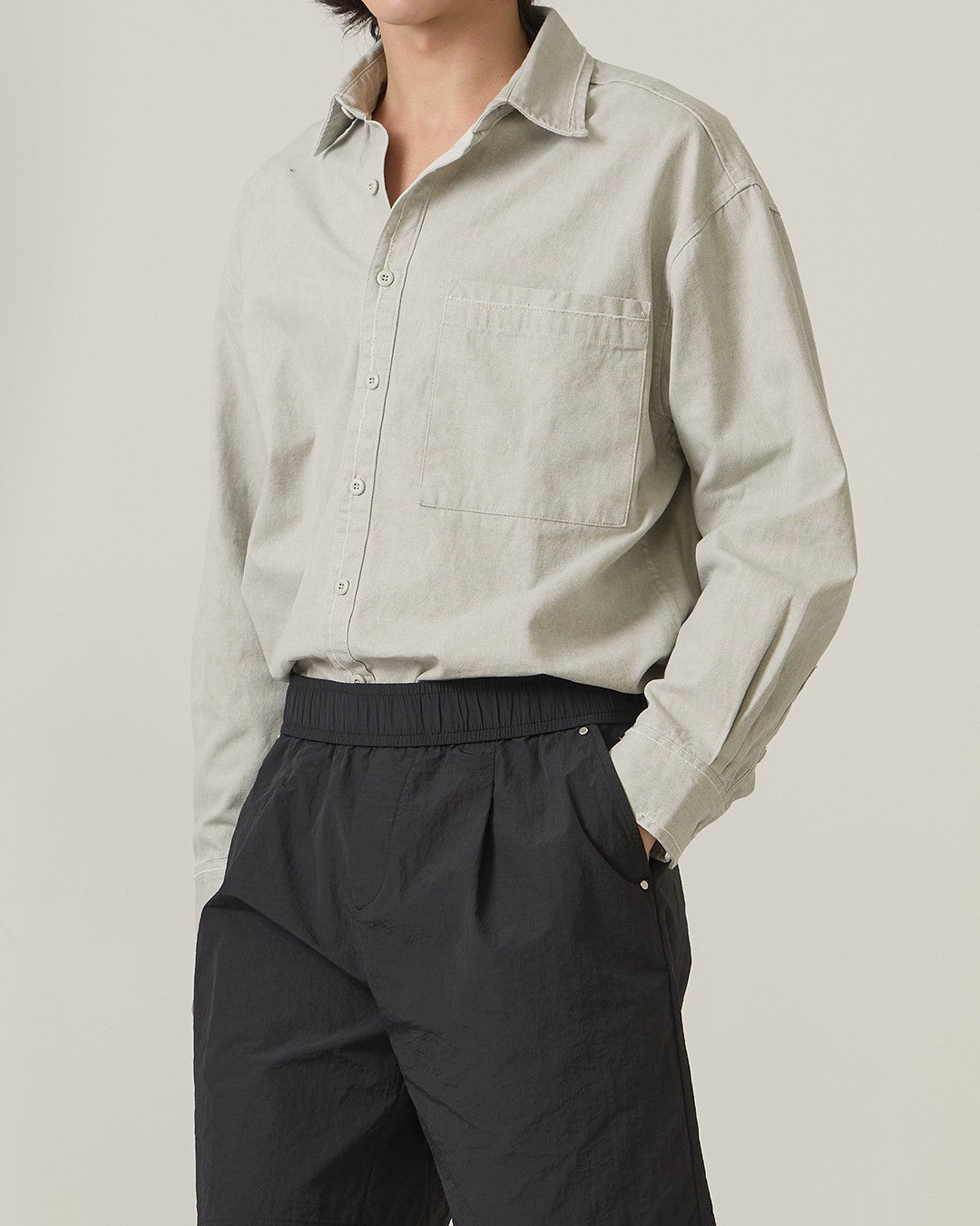 DENIM WASHED SHIRT - GREY