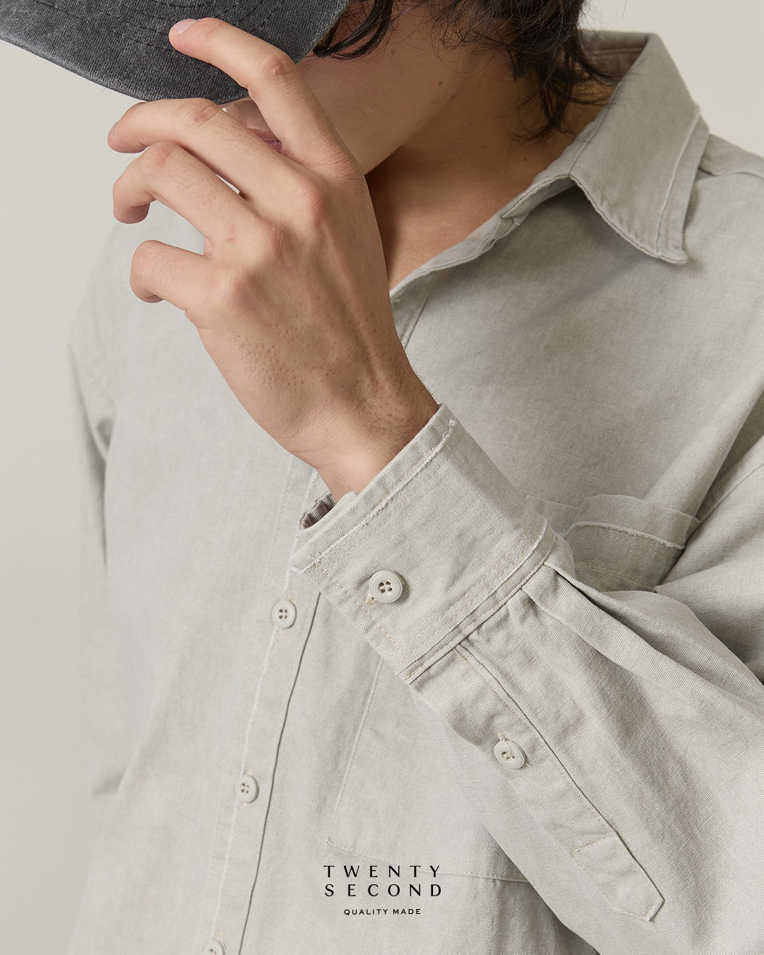 DENIM WASHED SHIRT - GREY