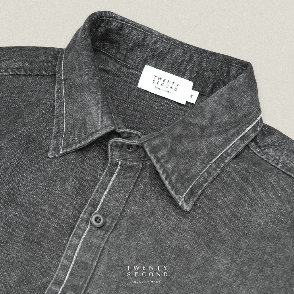 DENIM WASHED SHIRT - BLACK