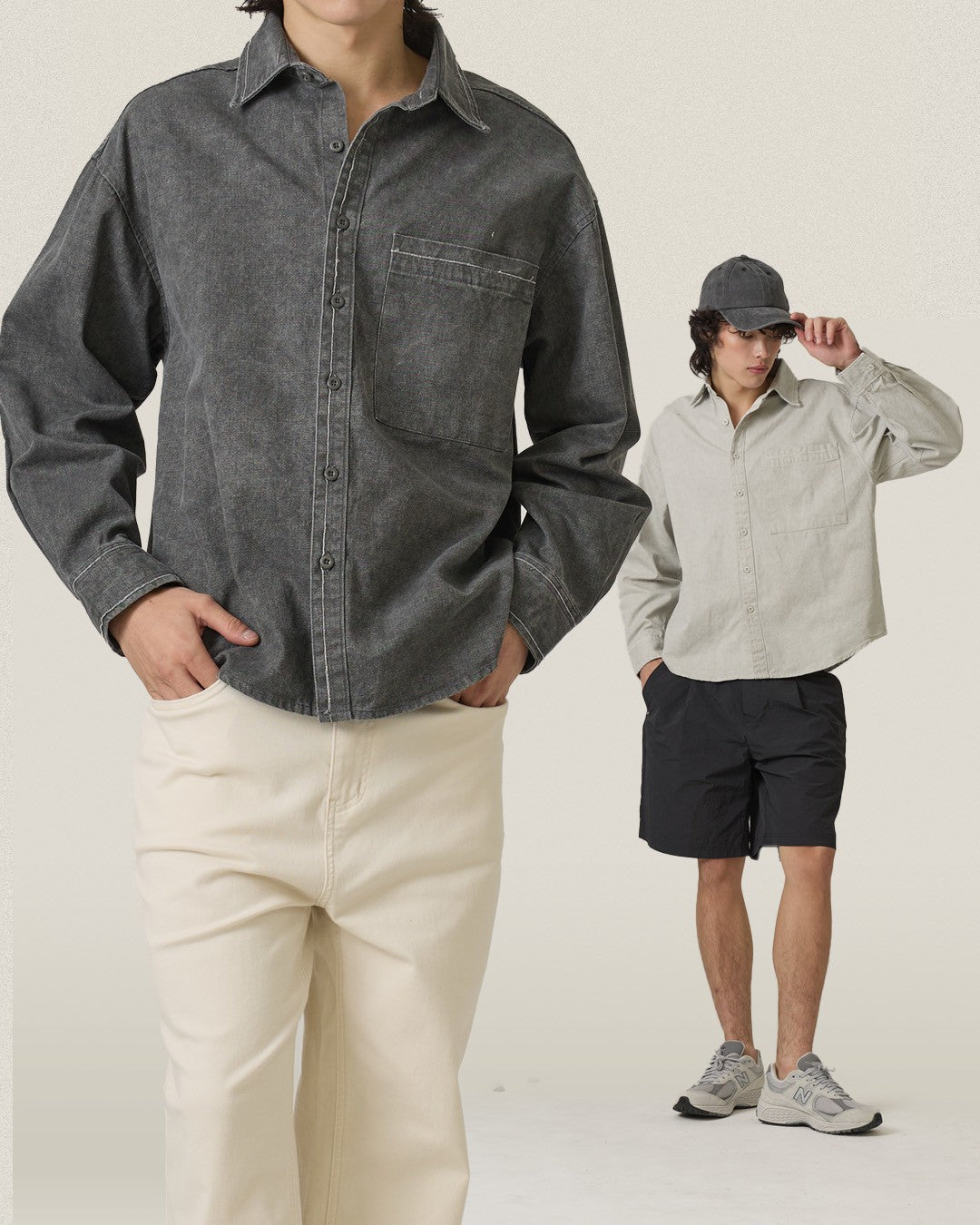 DENIM WASHED SHIRT - BLACK