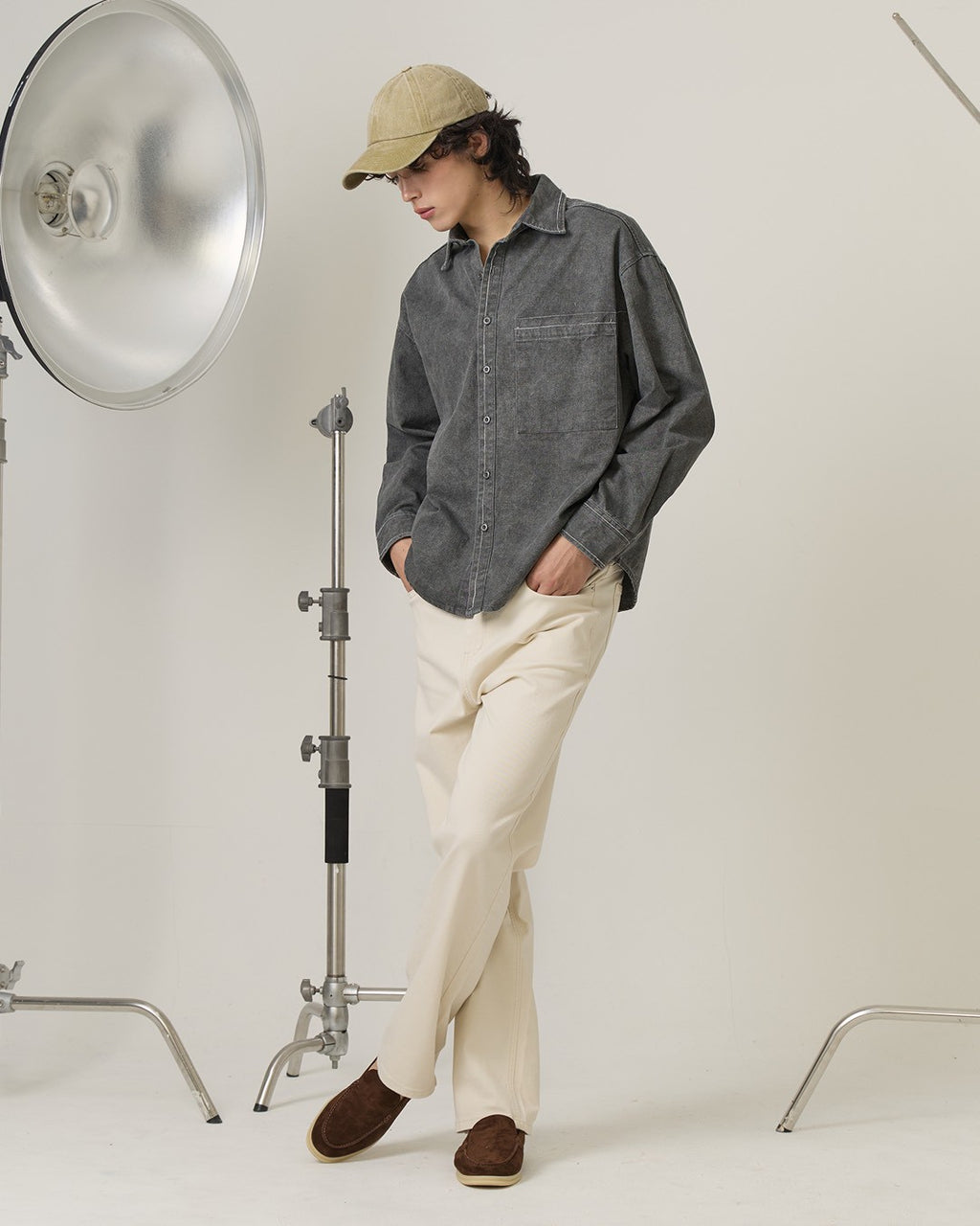 DENIM WASHED SHIRT - BLACK