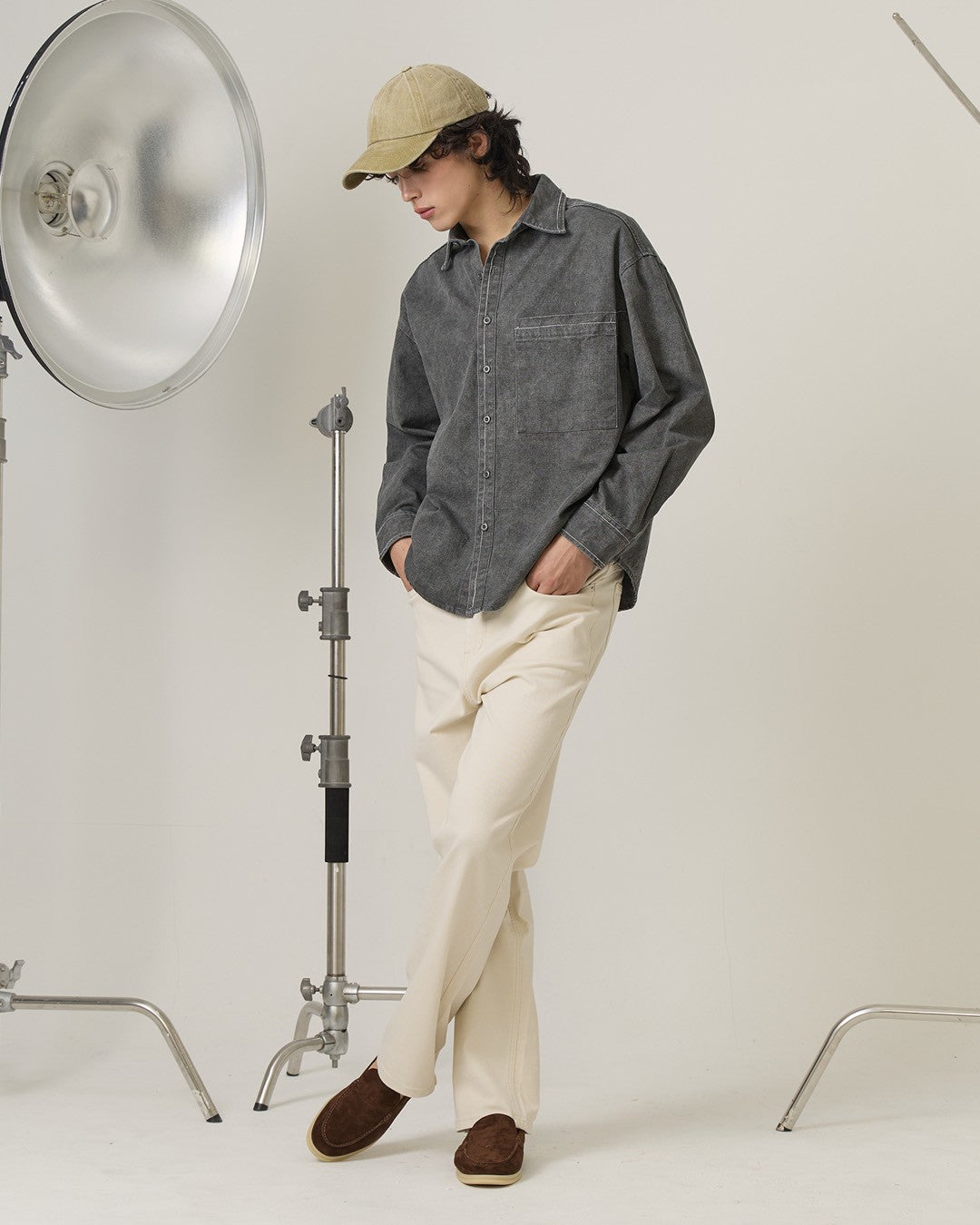 DENIM WASHED SHIRT - BLACK