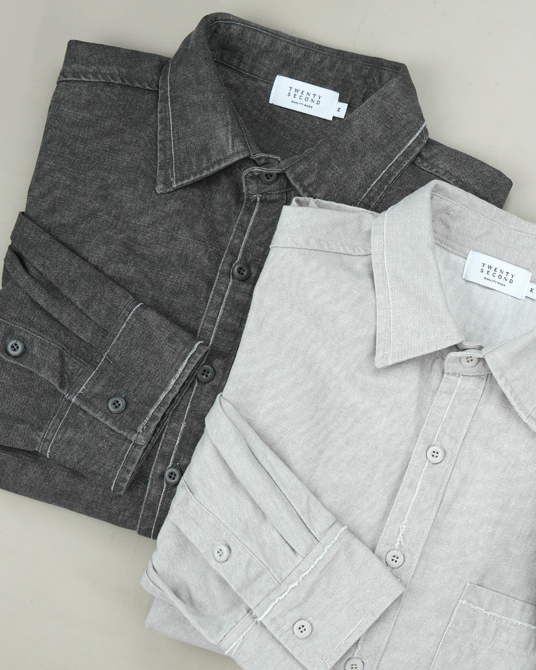 DENIM WASHED SHIRT - GREY