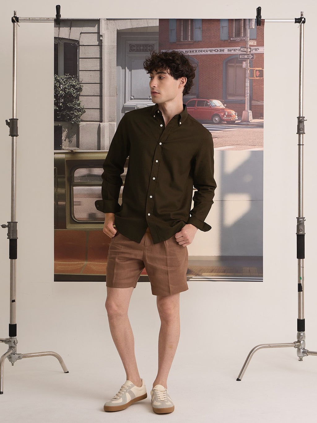 LINEN LONG SLEEVES SHIRTS - OLIVE