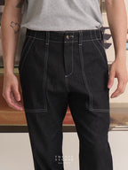 GRID DENIM PANTS - BLACK