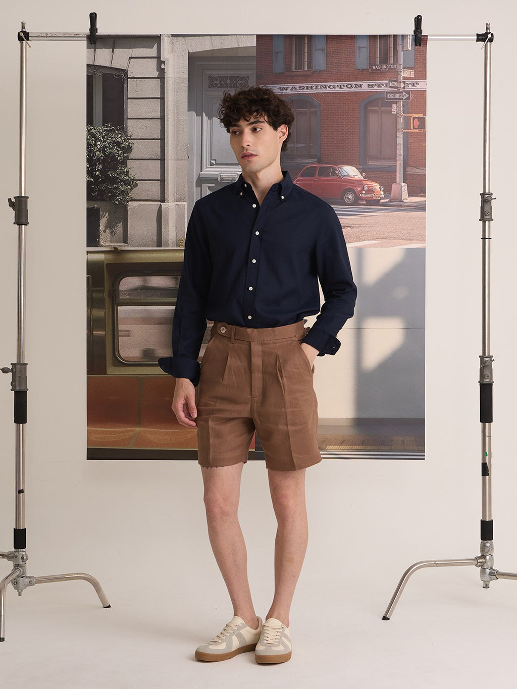 LINEN LONG SLEEVES SHIRTS - NAVY