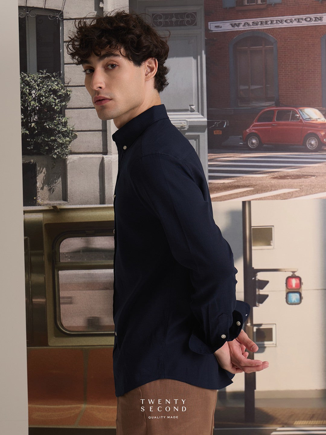 LINEN LONG SLEEVES SHIRTS - NAVY