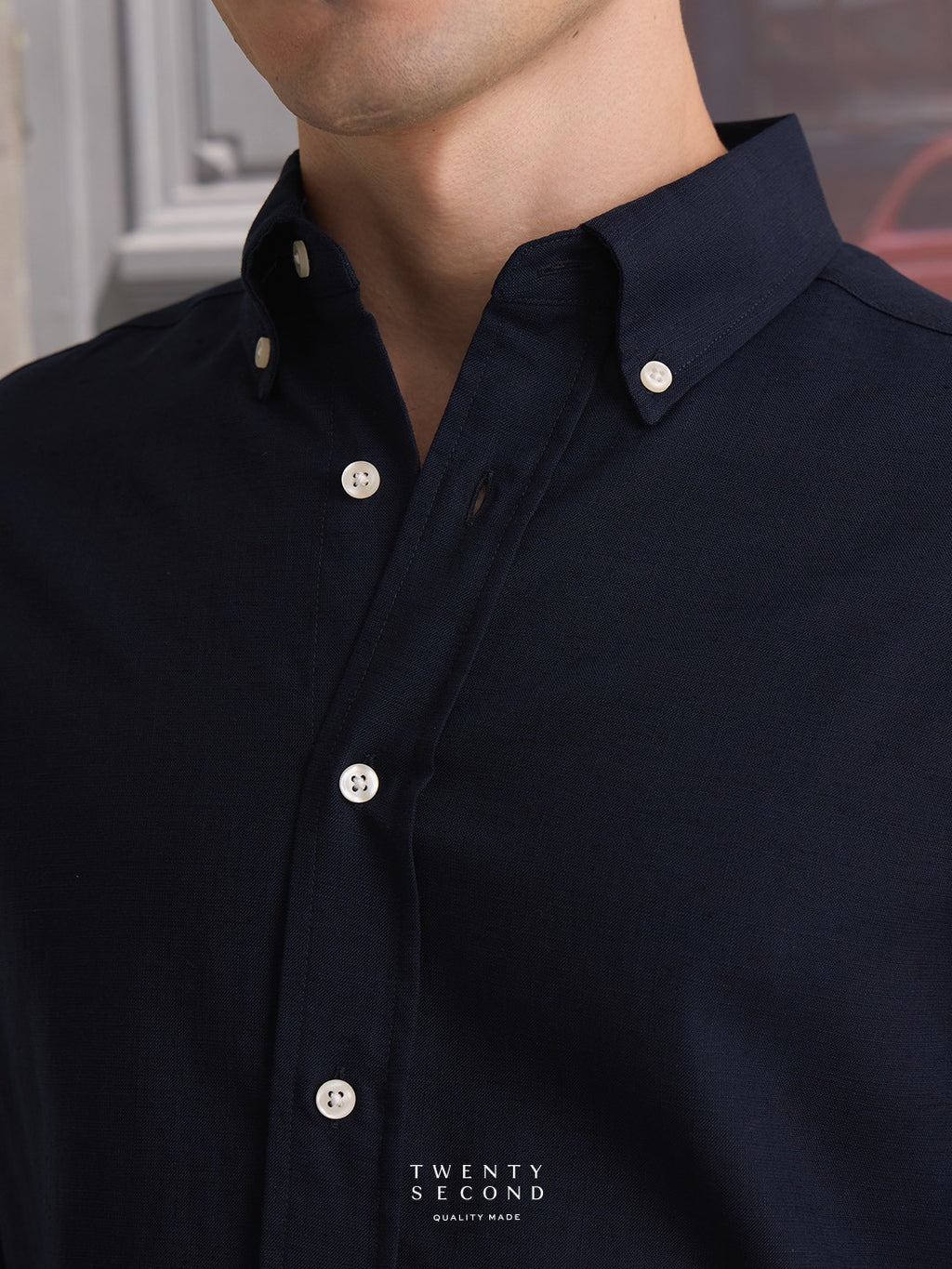 LINEN LONG SLEEVES SHIRTS - NAVY