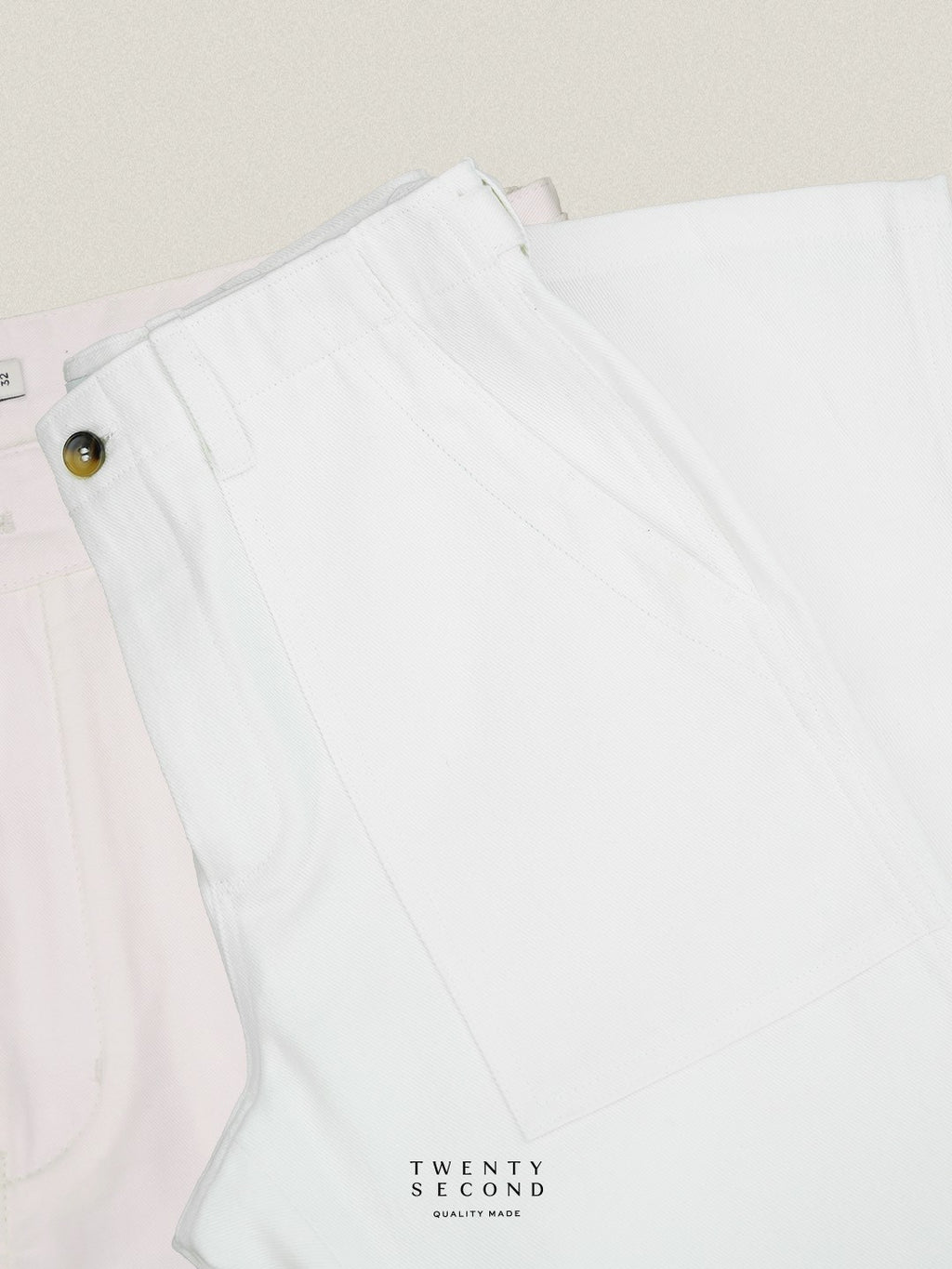 GRID DENIM PANTS - WHITE