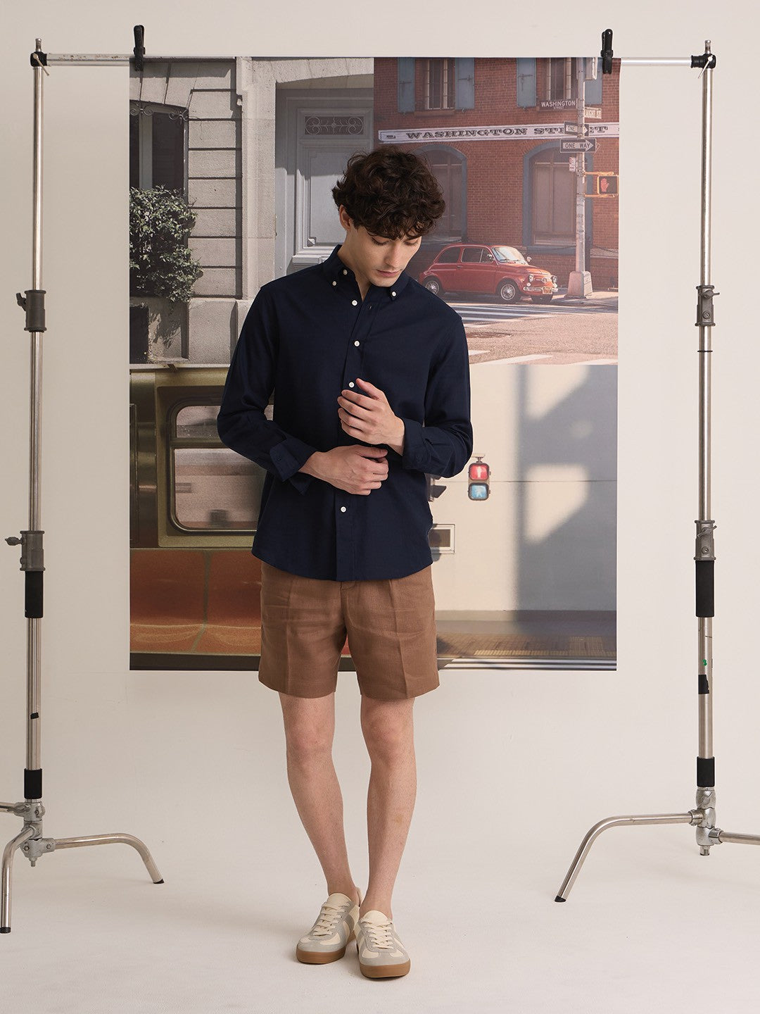LINEN LONG SLEEVES SHIRTS - NAVY