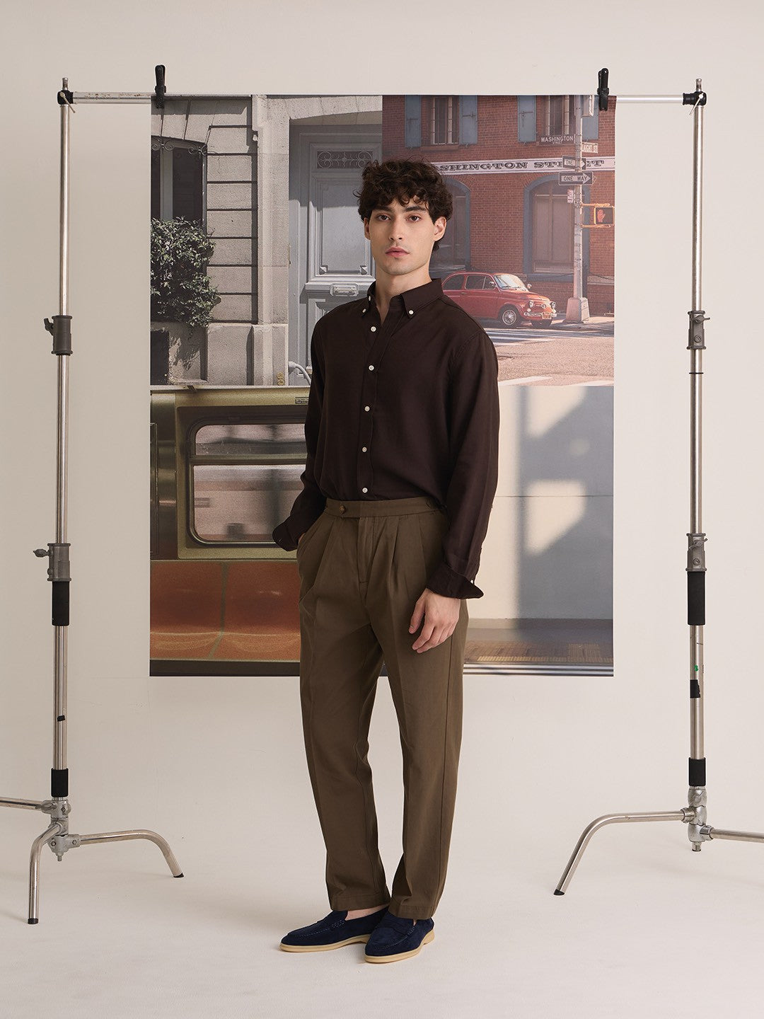 LINEN LONG SLEEVES SHIRTS - BROWN