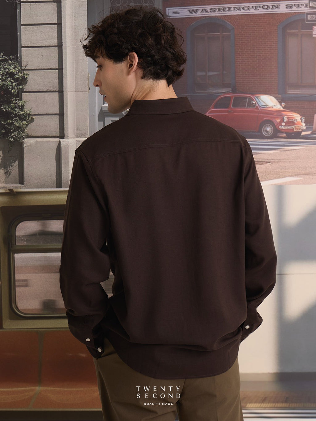 LINEN LONG SLEEVES SHIRTS - BROWN