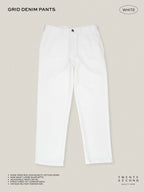 GRID DENIM PANTS - WHITE
