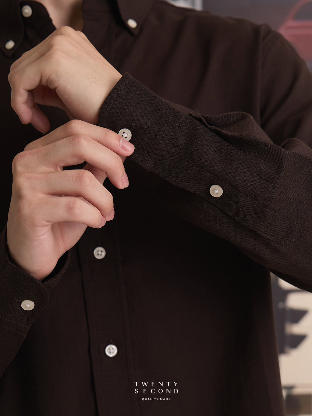 LINEN LONG SLEEVES SHIRTS - BROWN
