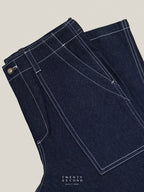 GRID DENIM PANTS - NAVY