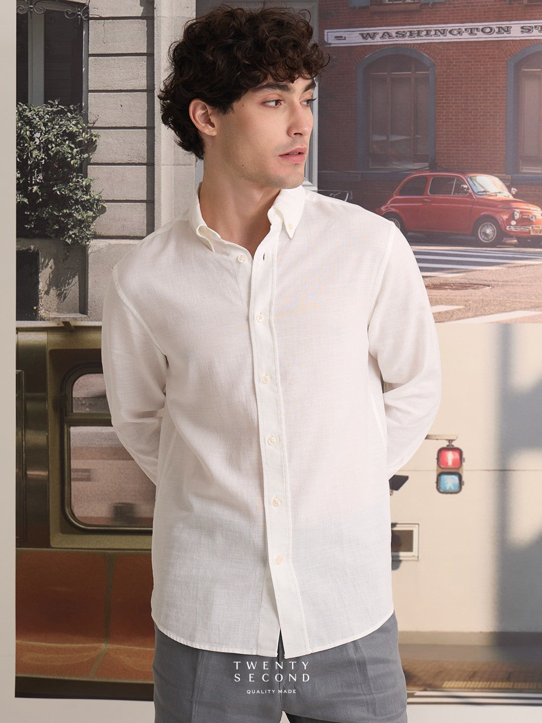 LINEN LONG SLEEVES SHIRTS - WHITE