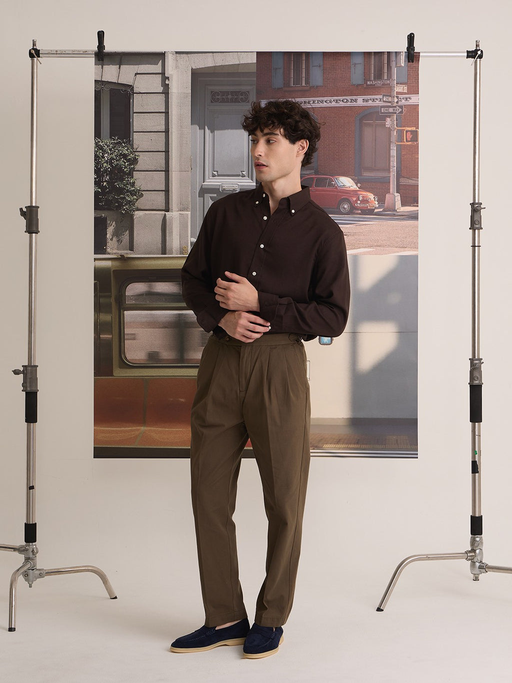 LINEN LONG SLEEVES SHIRTS - BROWN