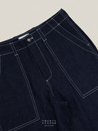 GRID DENIM PANTS - NAVY