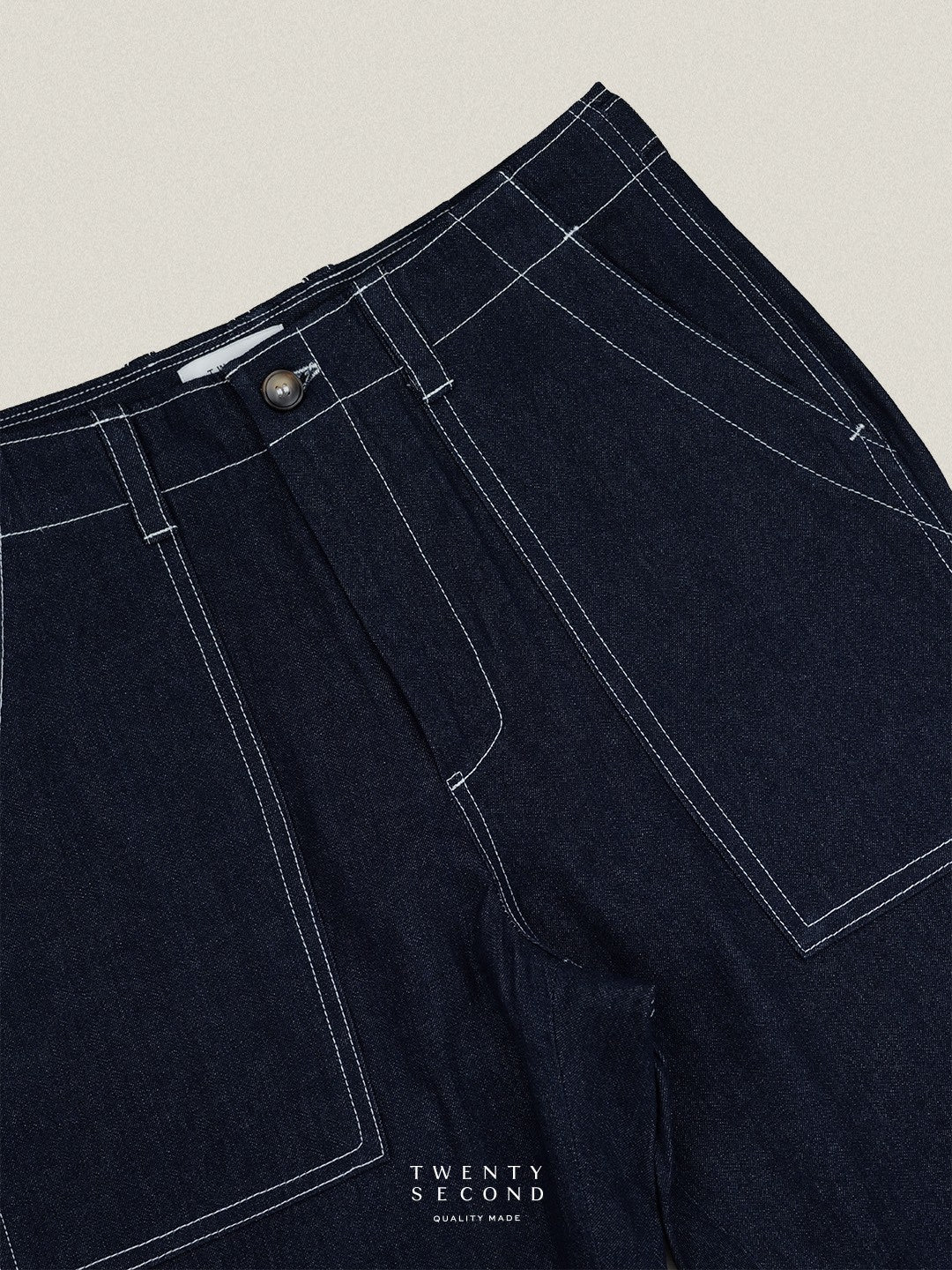 GRID DENIM PANTS - NAVY