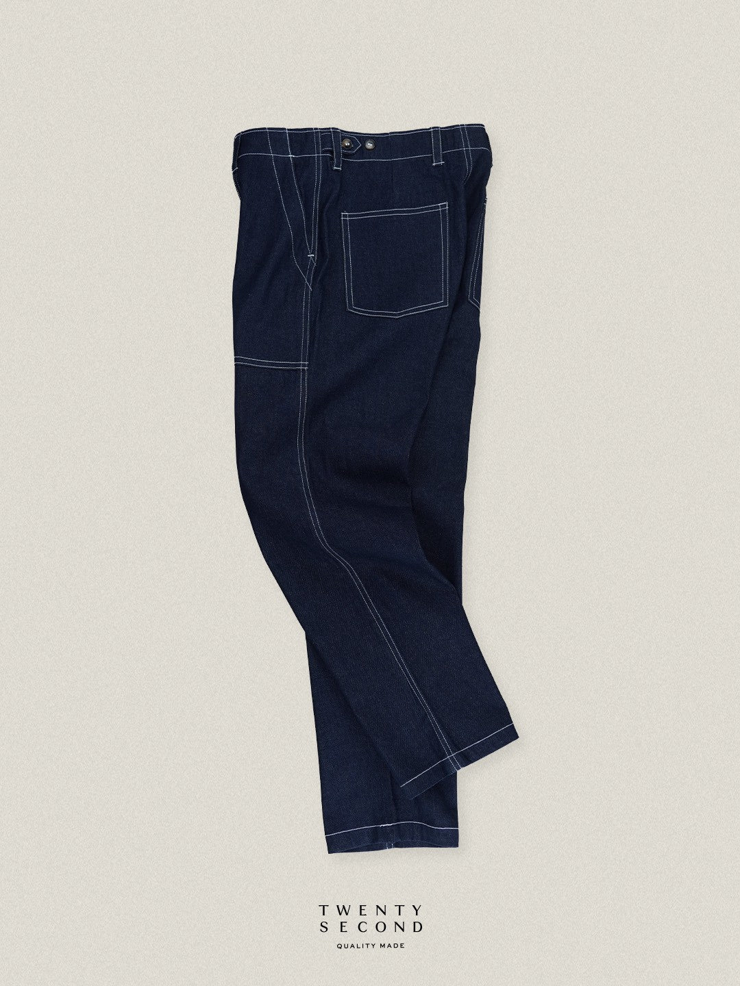 GRID DENIM PANTS - NAVY