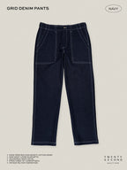 GRID DENIM PANTS - NAVY