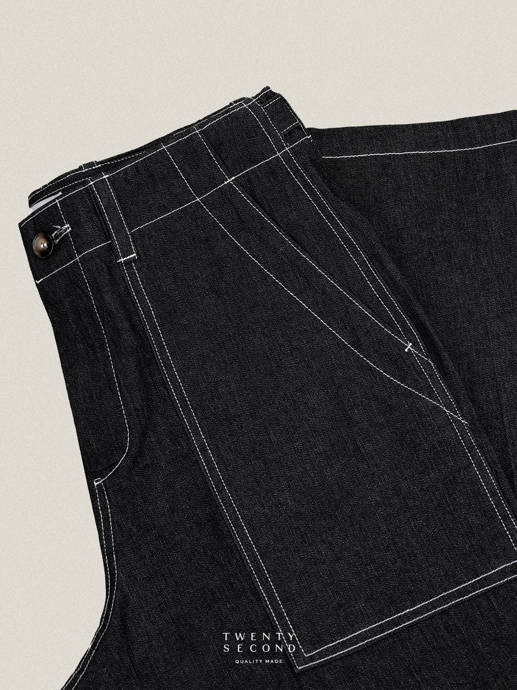GRID DENIM PANTS - BLACK