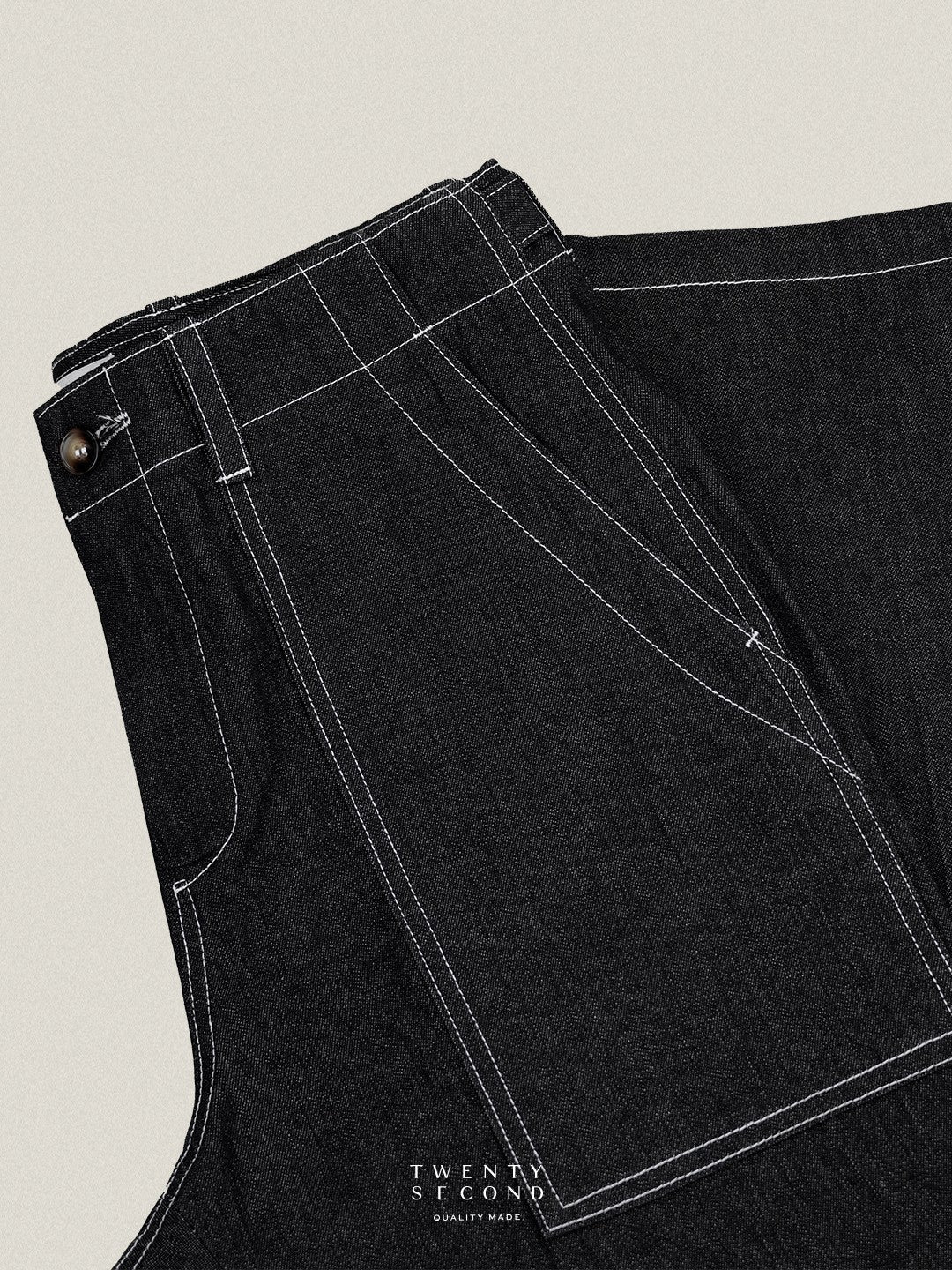 GRID DENIM PANTS - BLACK