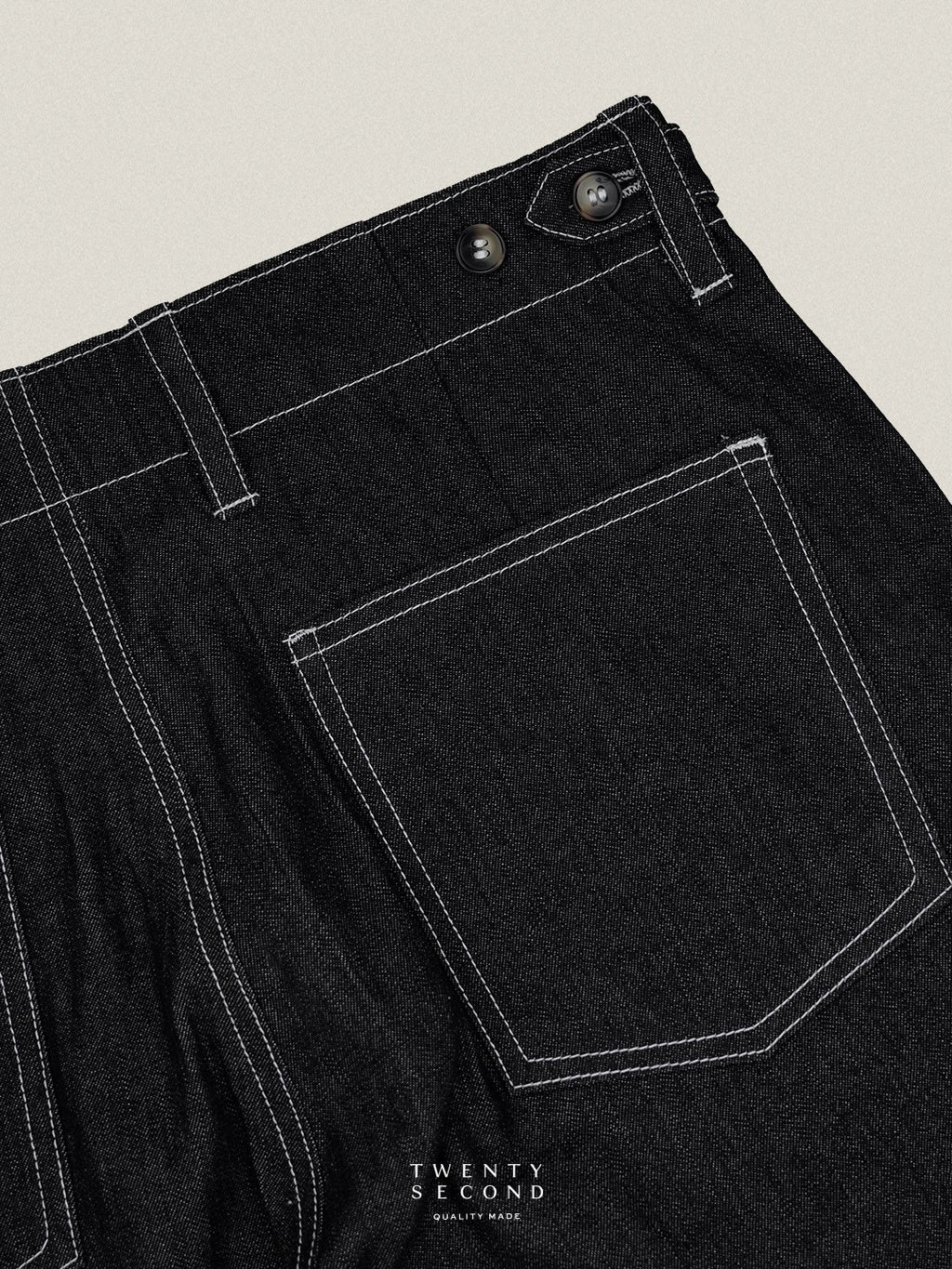 GRID DENIM PANTS - BLACK