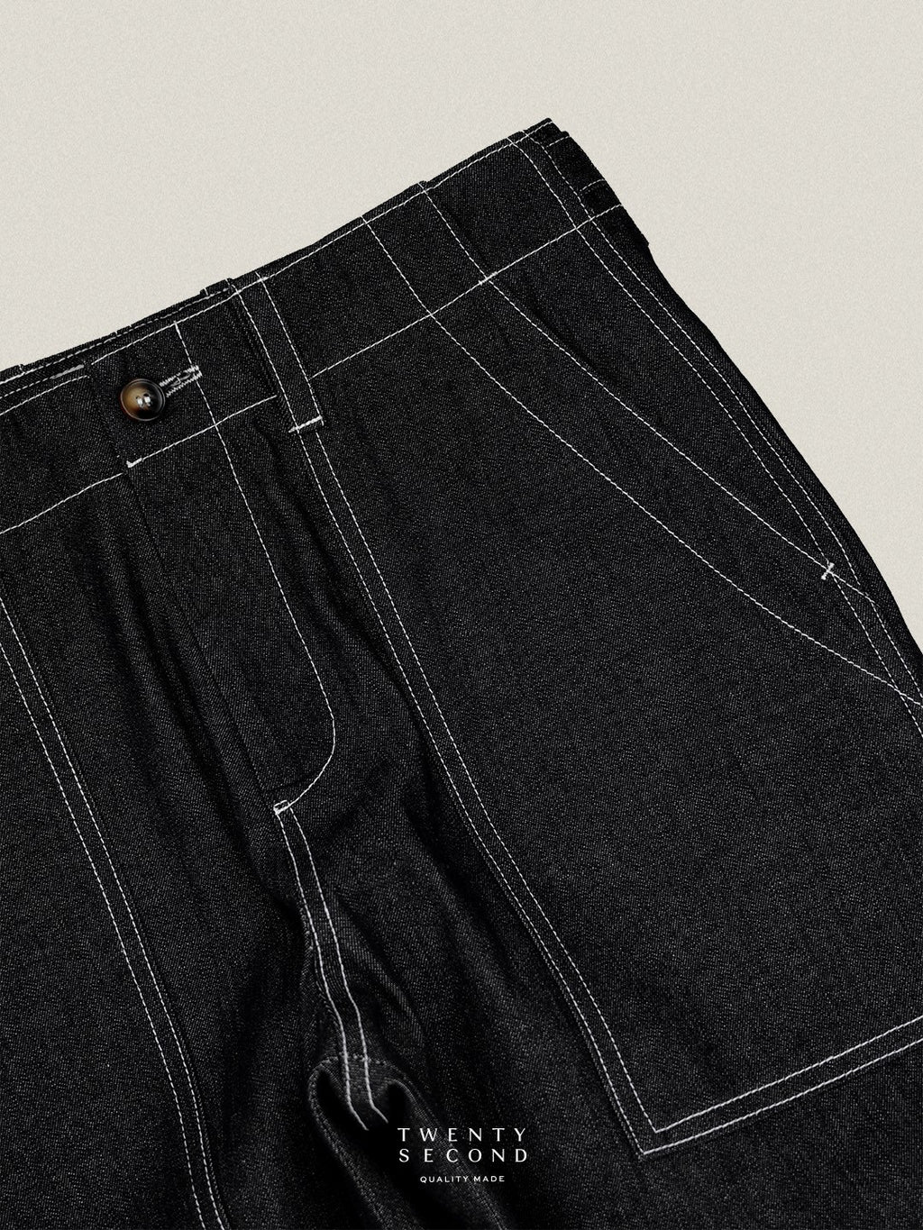 GRID DENIM PANTS - BLACK