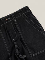 GRID DENIM PANTS - BLACK