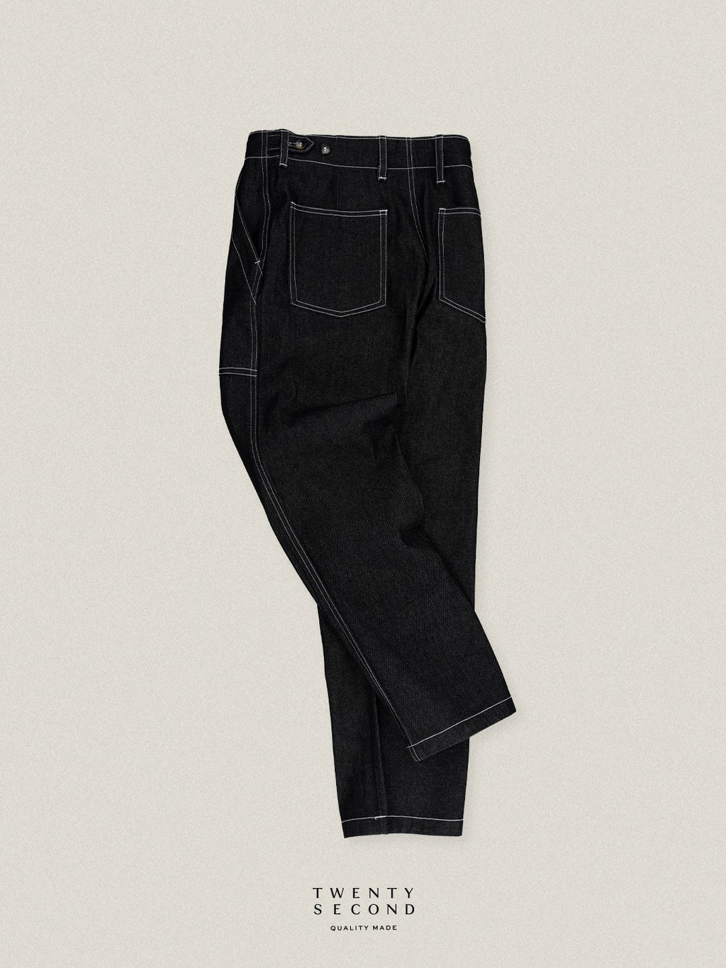 GRID DENIM PANTS - BLACK