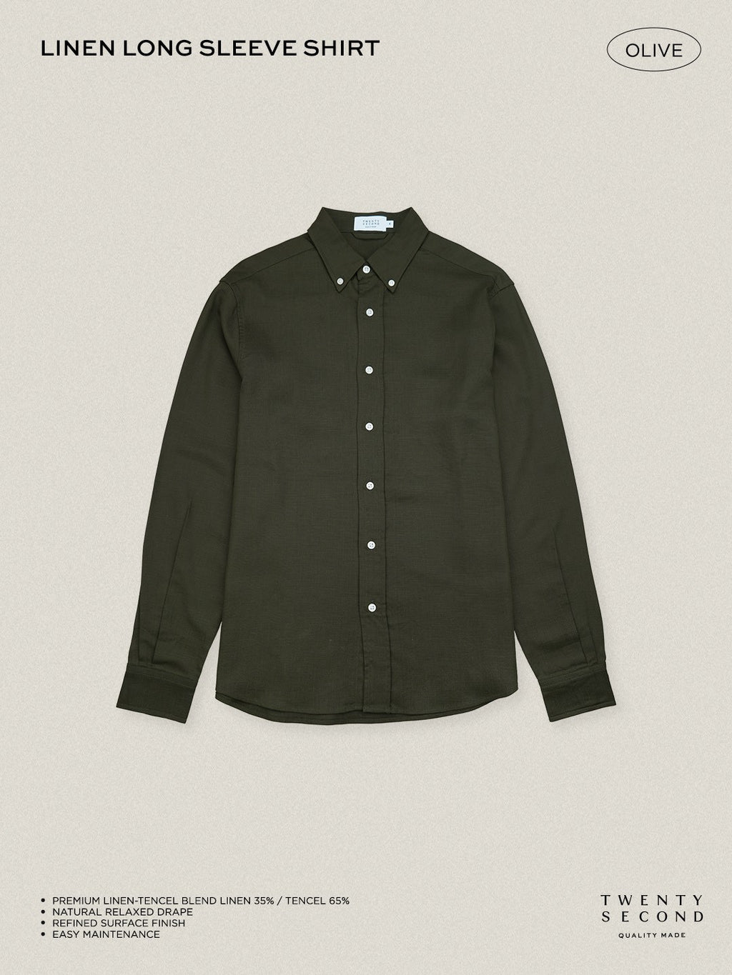LINEN LONG SLEEVES SHIRTS - OLIVE