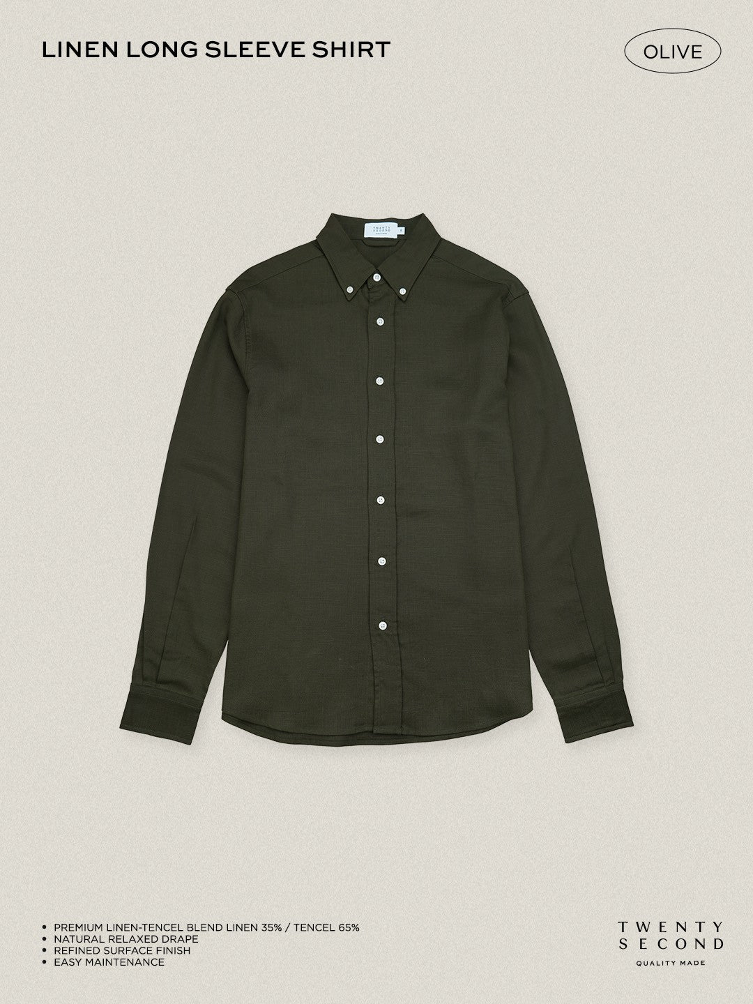 LINEN LONG SLEEVES SHIRTS - OLIVE